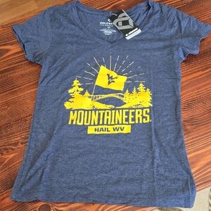 Colosseum Women's Navy Blue Mountaineers Short Sleeve Tee with Yellow Graphic